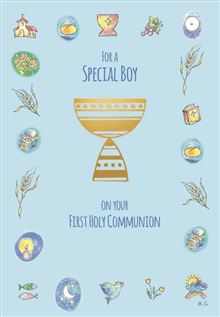 Boy 8x5 - Chalice with Symbols in a blue Background